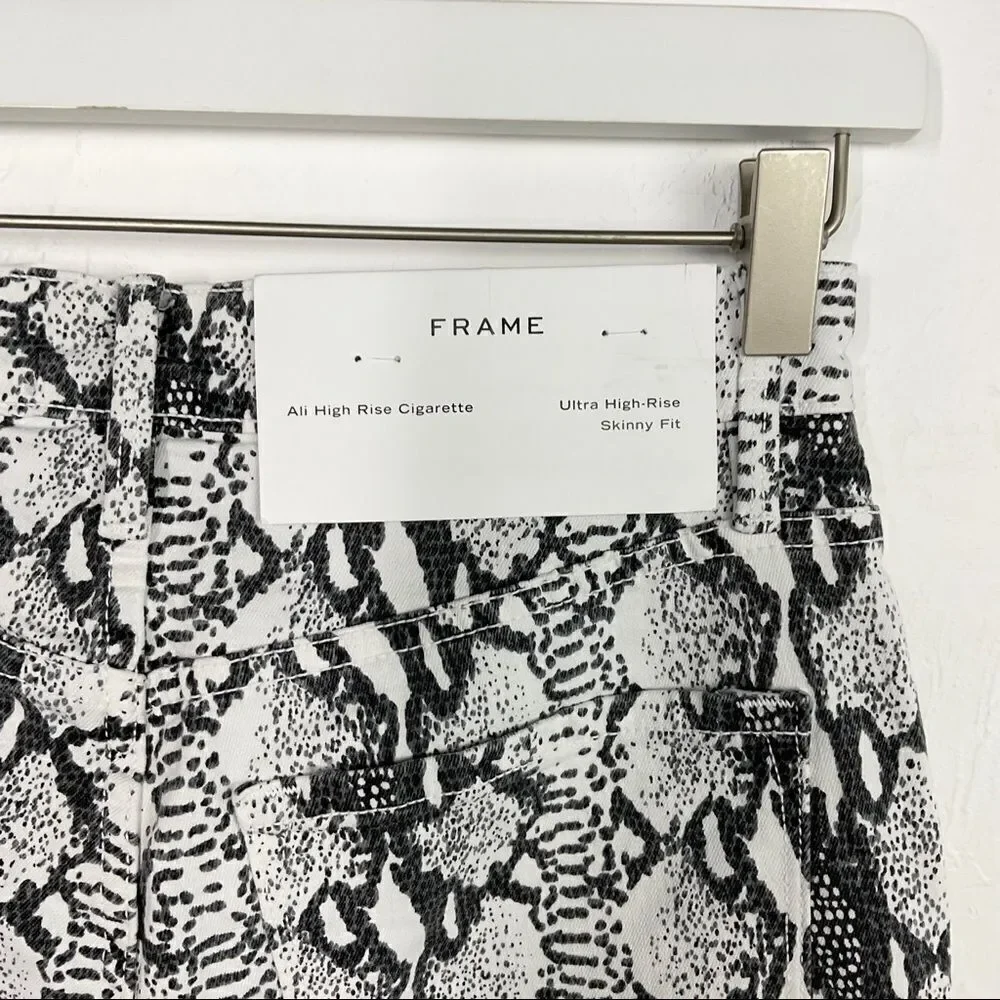 Frame Gris Multi Grey Python Ali High Rise Cigarette Jeans 27 NWT - Picture 4 of 7